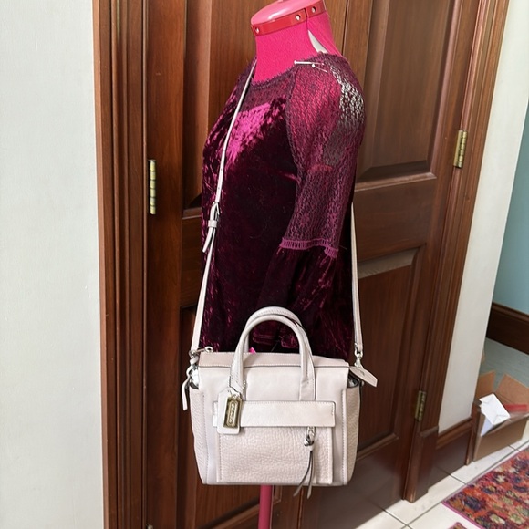 Coach Bleecker  mini Riley Satchel Crossbody bag  leather  gray/taupe excellent - Picture 6 of 17